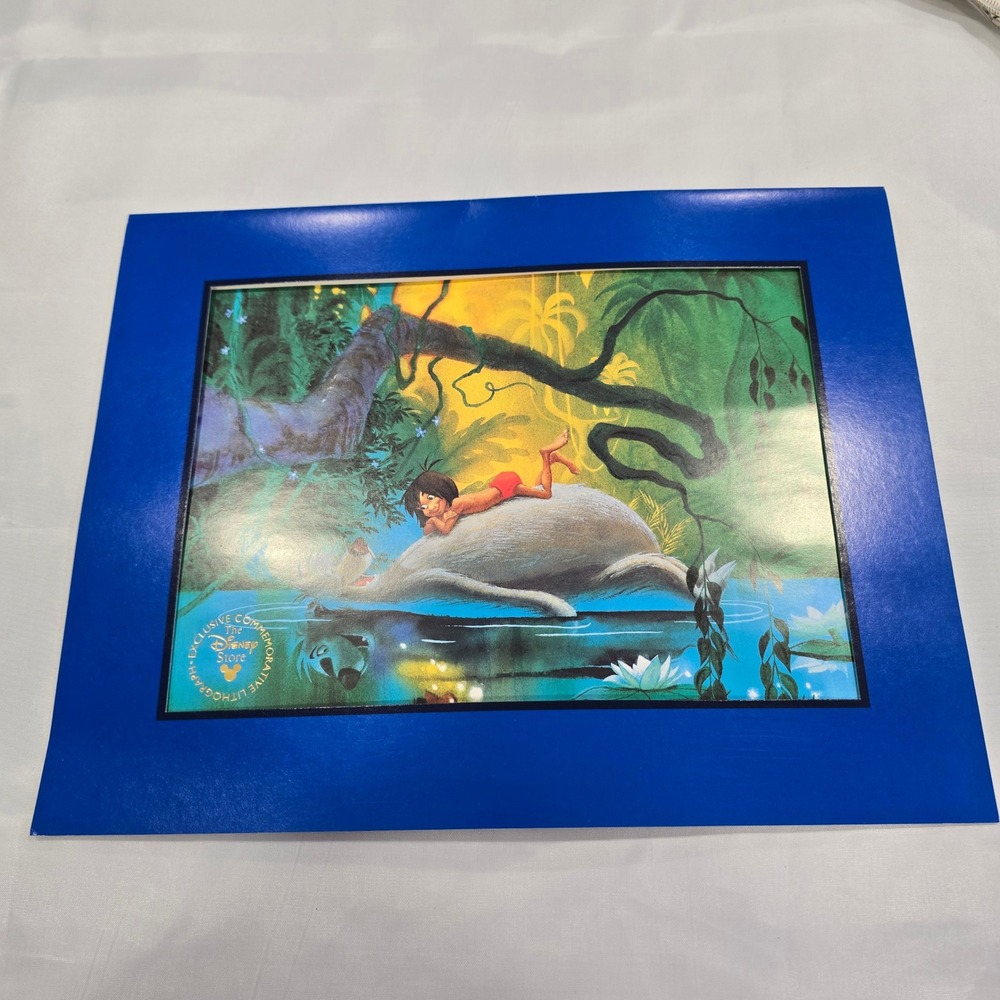Disney Lithograph The Jungle Book 30th Anniversary 11x14 Blue Good Mowgli Baloo
